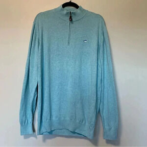 NWT Southern Tide  blue quarter zip cotton sweater